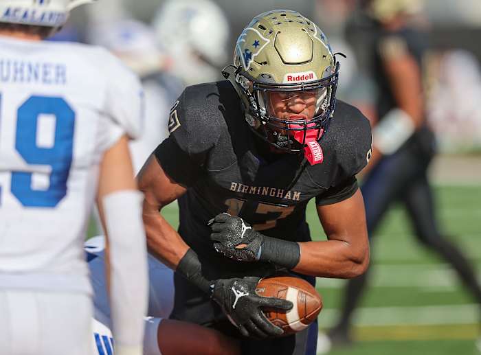 Waters had a huge state championship game with eight catches for 98 yards and two touchdowns. He added six tackles on defense and had three kickoff returns for 100 yards, plus he punted twice for a 41.5-yard average.